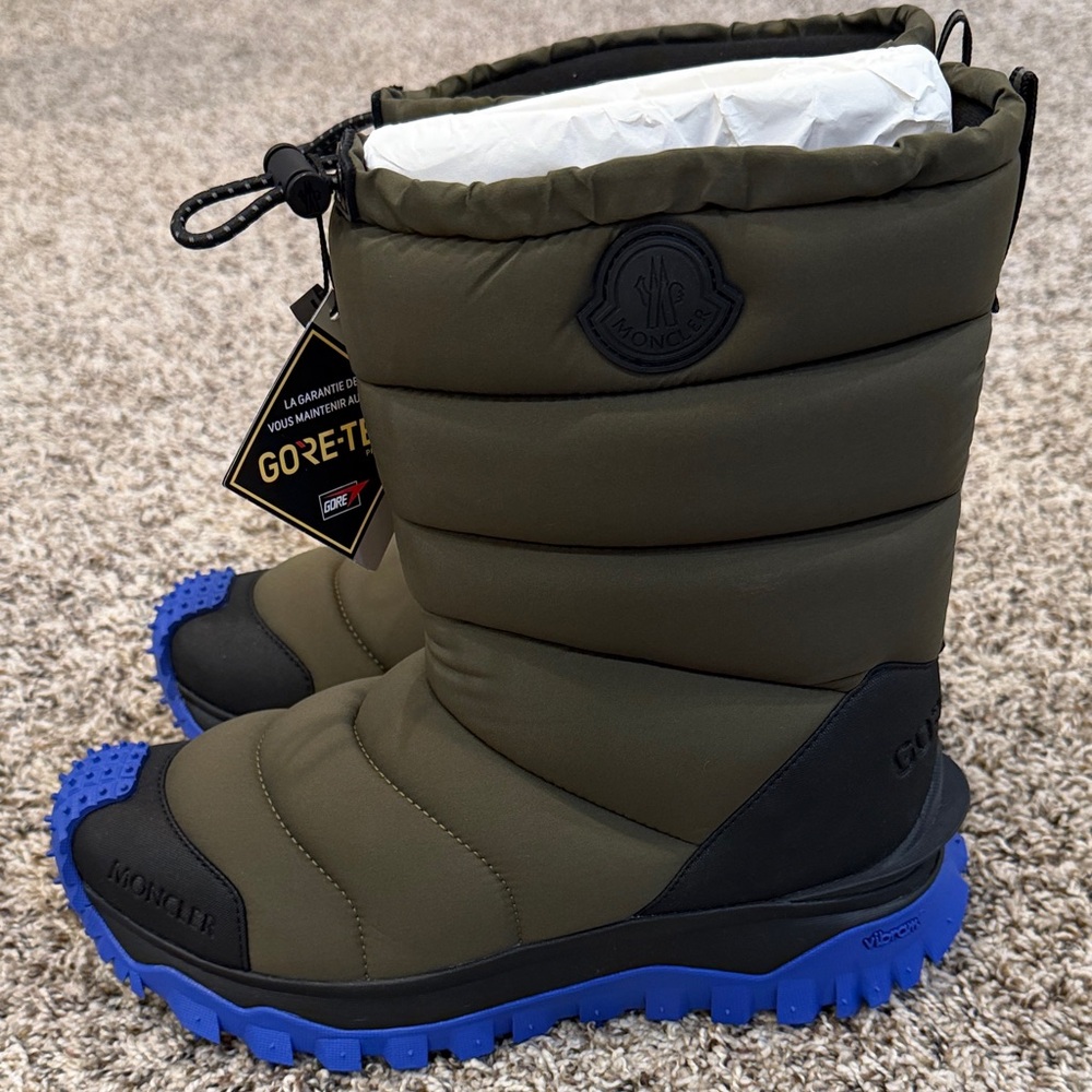 Moncler Olive and Blue Gore-Tex Boots